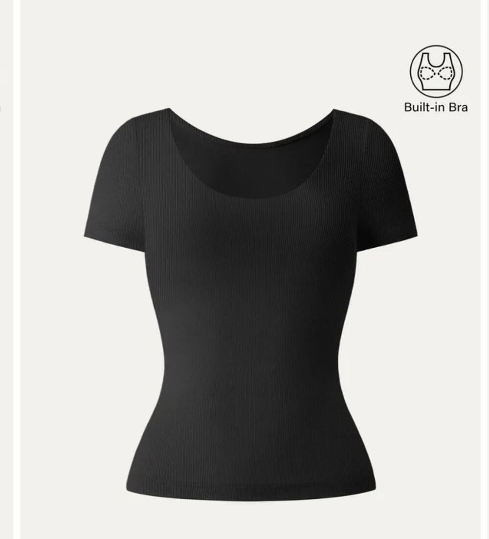 Ogl Black Top Womens Size Xs Stretch Soft Comfort Short Sleeve Basic Casual